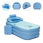 Bak Mandi Lipat Portabel Luar Ruangan 160x84x64 cm, Bak Mandi Dewasa dan Anak-Anak, Bak Mandi Air Hangat PVC Inflatable Set